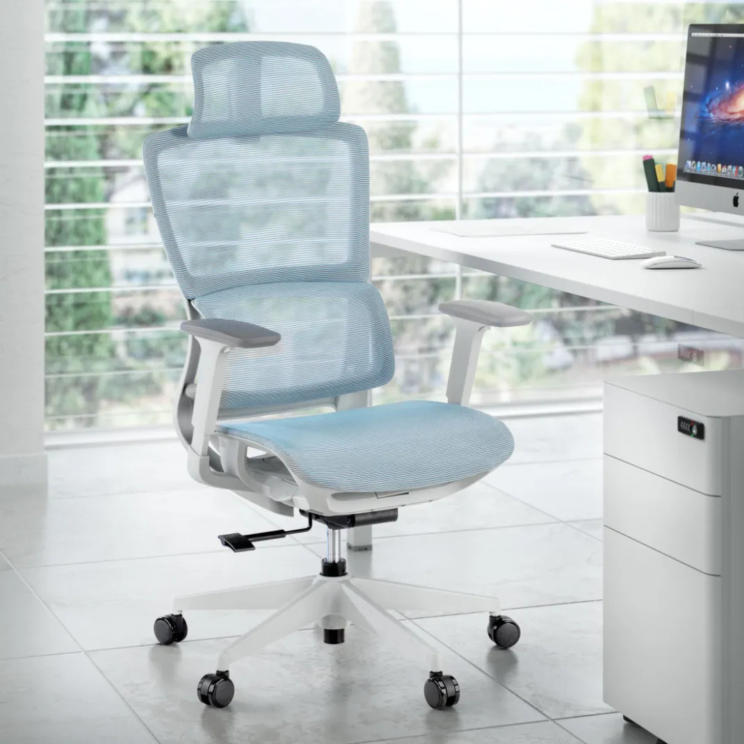 Silla de oficina Gravity White, reposacabezas, brazos 3D, red
