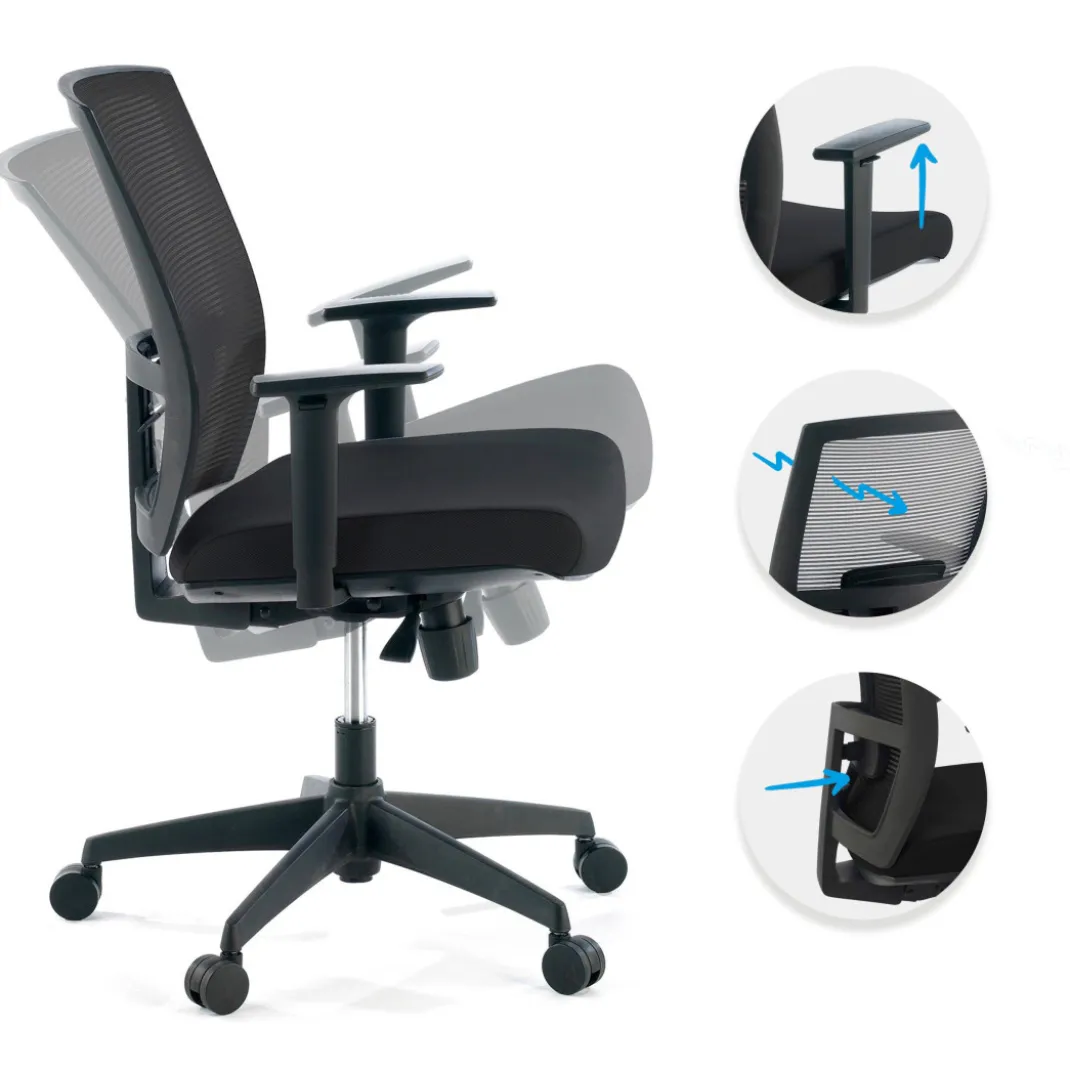 Silla de oficina Kendo, brazos ajustables, red