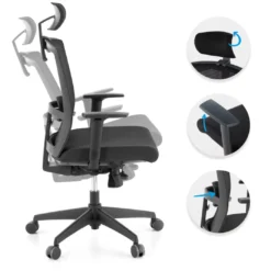 Silla de oficina Kendo, brazos ajustables, reposacabezas, red