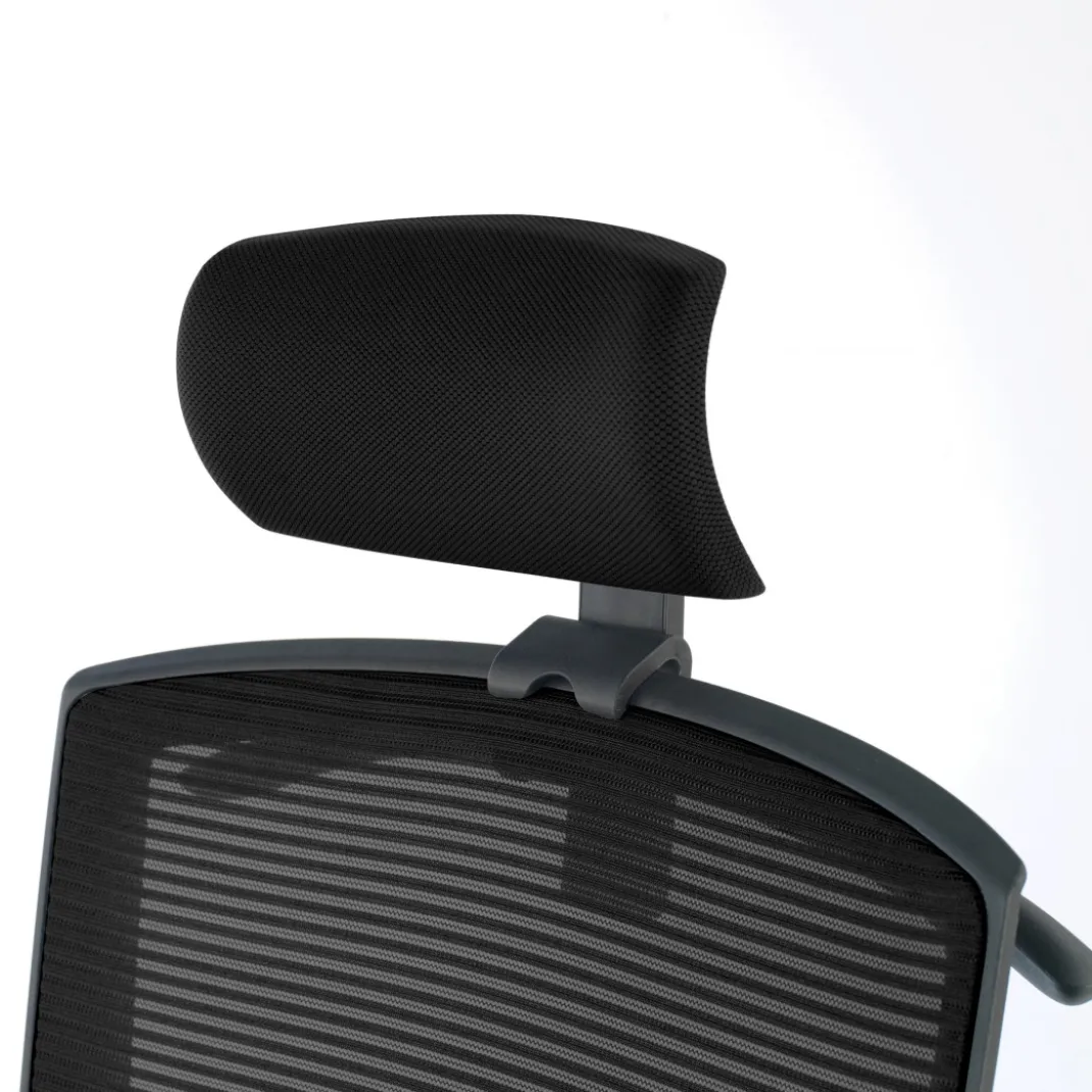 Silla de oficina Kendo, brazos ajustables, reposacabezas, red