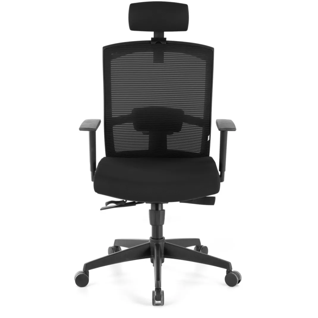 Silla de oficina Kendo, brazos ajustables, reposacabezas, red