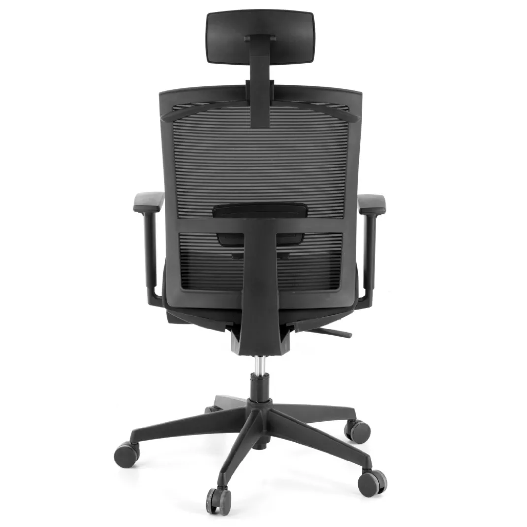 Silla de oficina Kendo, brazos ajustables, reposacabezas, red