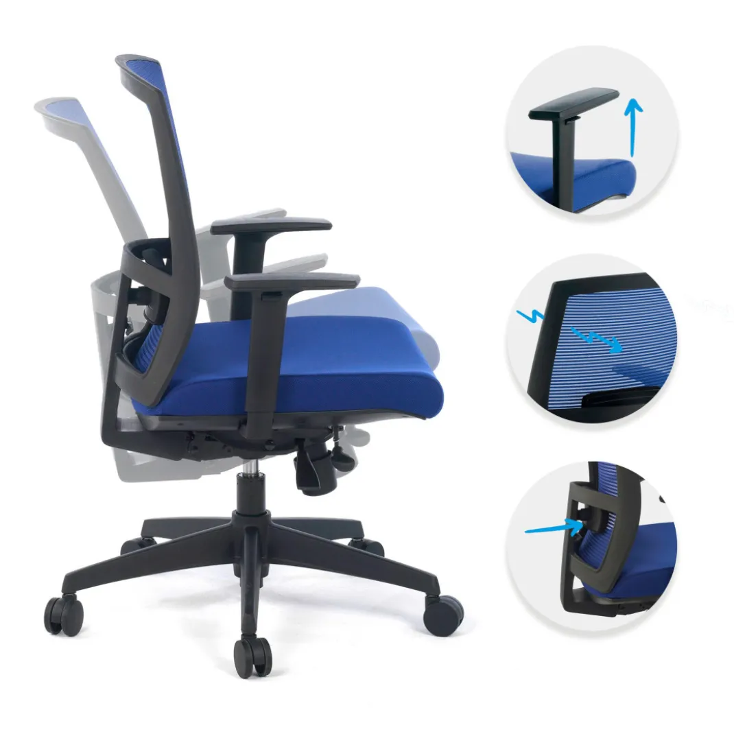Silla de oficina Kendo, brazos ajustables, red