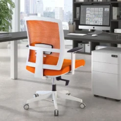 Silla de oficina Kendo white, brazos ajustables, red