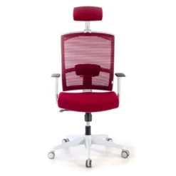 Silla de oficina Kendo white, brazos ajustables, reposacabezas, red