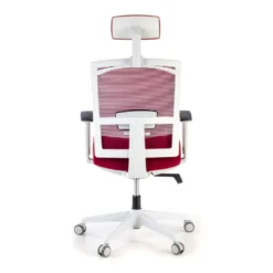 Silla de oficina Kendo white, brazos ajustables, reposacabezas, red
