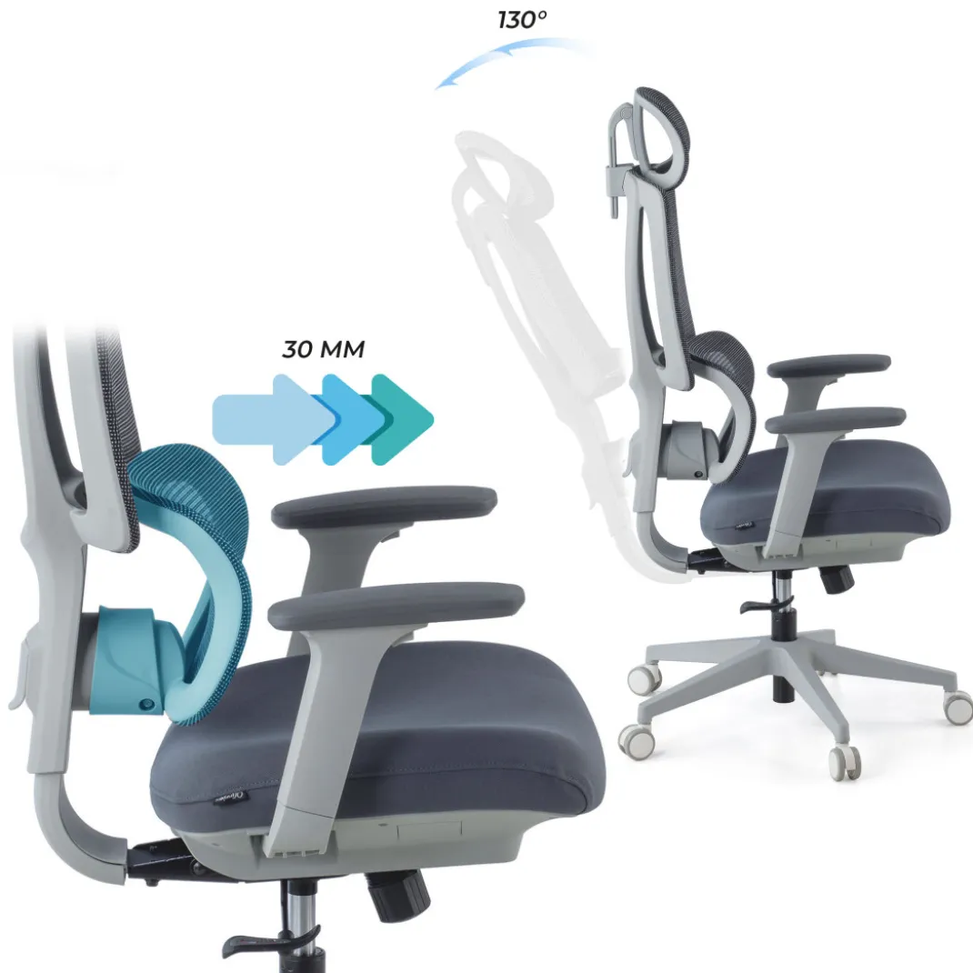 Silla de oficina Motion, reposacabezas, brazos 3D, red