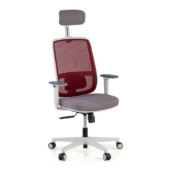 Silla de oficina Sugar white con reposacabezas
