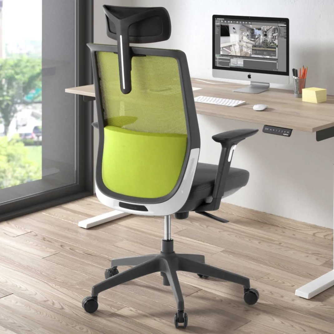 Silla de oficina Wind, respaldo ergonómico, brazos 3D, reposacabezas