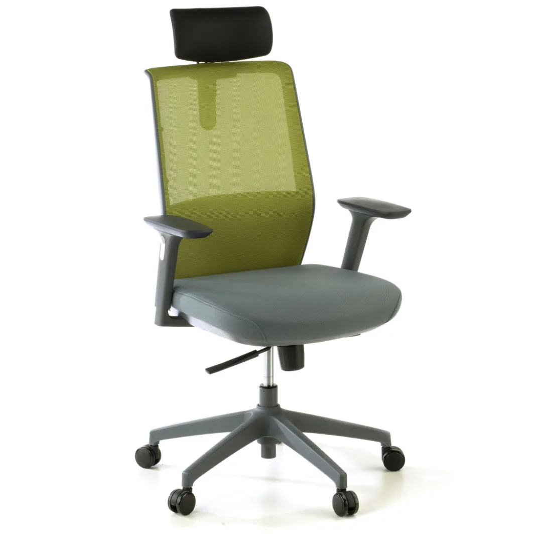 Silla de oficina Wind, respaldo ergonómico, brazos 3D, reposacabezas