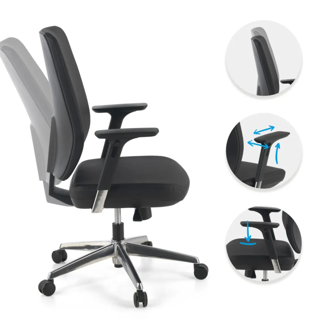 Silla de oficina Wind, respaldo regulable, brazos 3D, tapizado