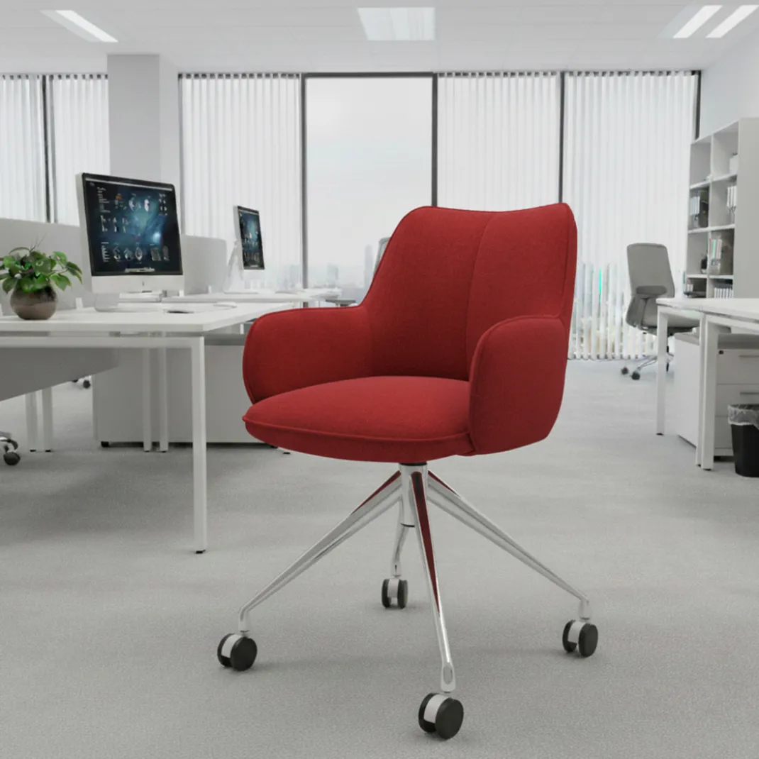 Silla de reuniones con ruedas Gala, estructura giratoria