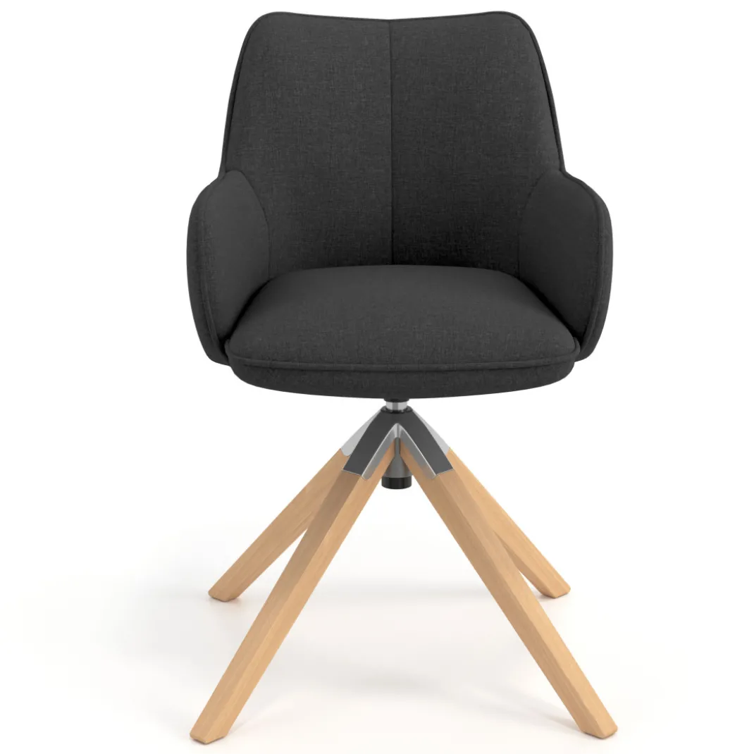Silla de reuniones Gala, estructura giratoria, base de madera