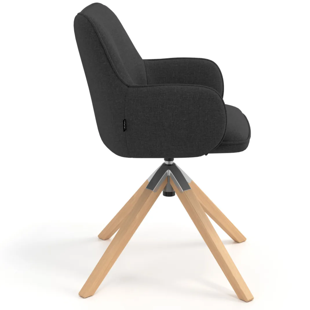 Silla de reuniones Gala, estructura giratoria, base de madera