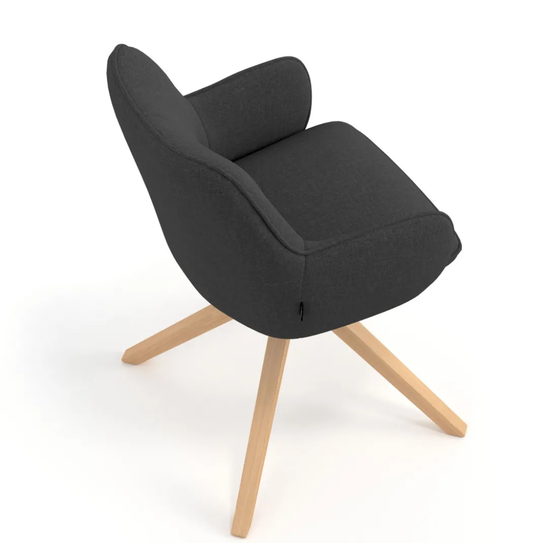 Silla de reuniones Gala, estructura giratoria, base de madera