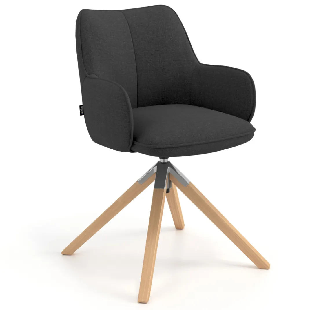 Silla de reuniones Gala, estructura giratoria, base de madera