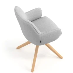 Silla de reuniones Gala, estructura giratoria, base de madera