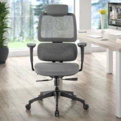Silla ergonomica Focus, reposacabezas, doble cojin lumbar