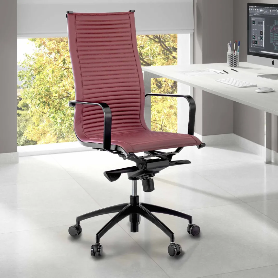 Silla oficina de diseño Croma, respaldo alto, estructura negra