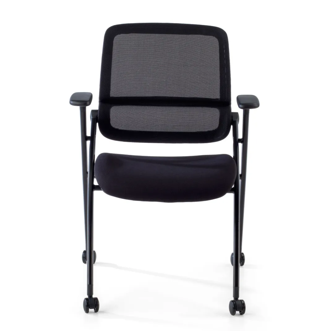 Silla plegable de formación Flexia, respaldo de red, con ruedas
