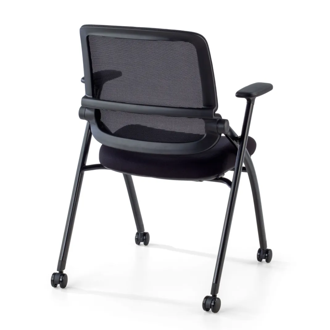 Silla plegable de formación Flexia, respaldo de red, con ruedas