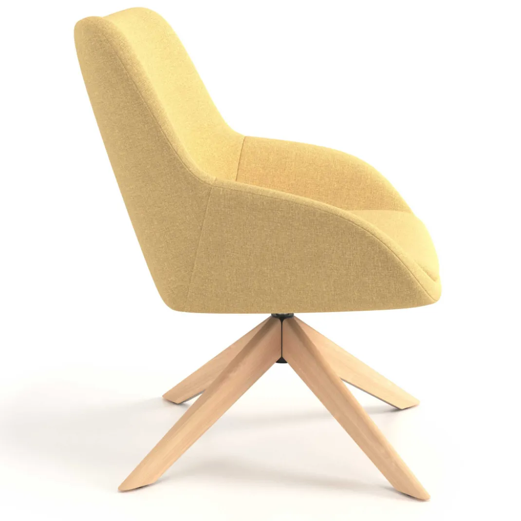 Sillón de Espera Capri, respaldo Medio, base giratoria madera