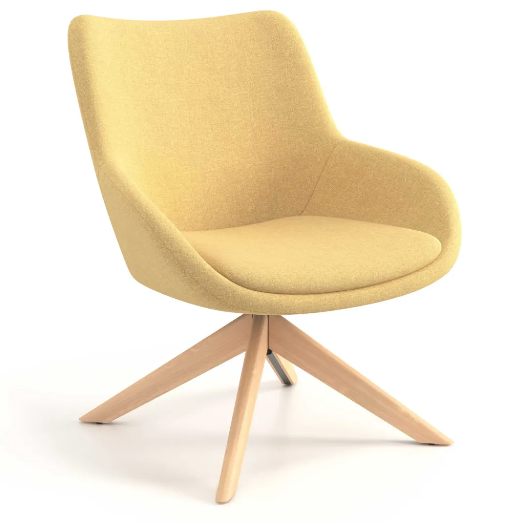 Sillón de Espera Capri, respaldo Medio, base giratoria madera