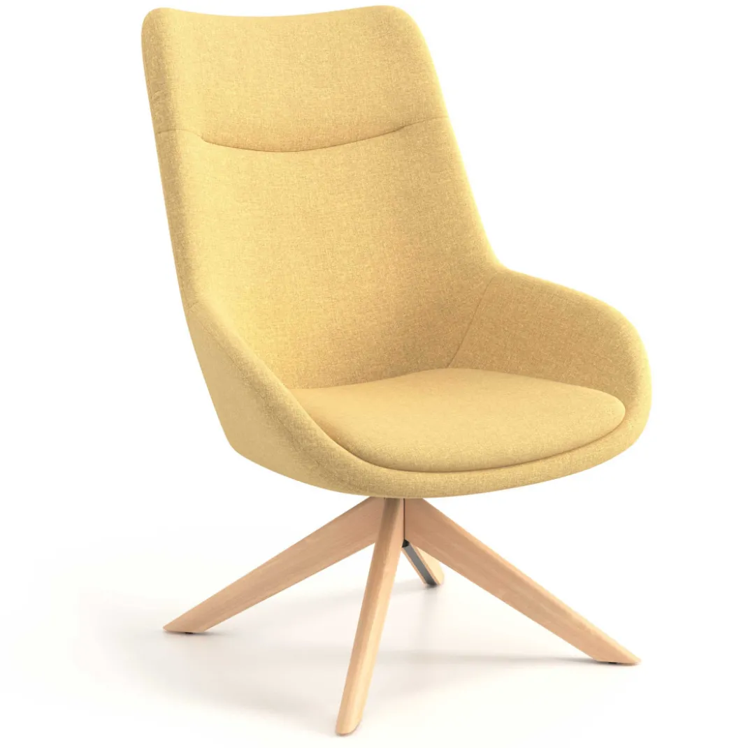 Sillón de Espera Capri, respaldo Alto, base giratoria madera