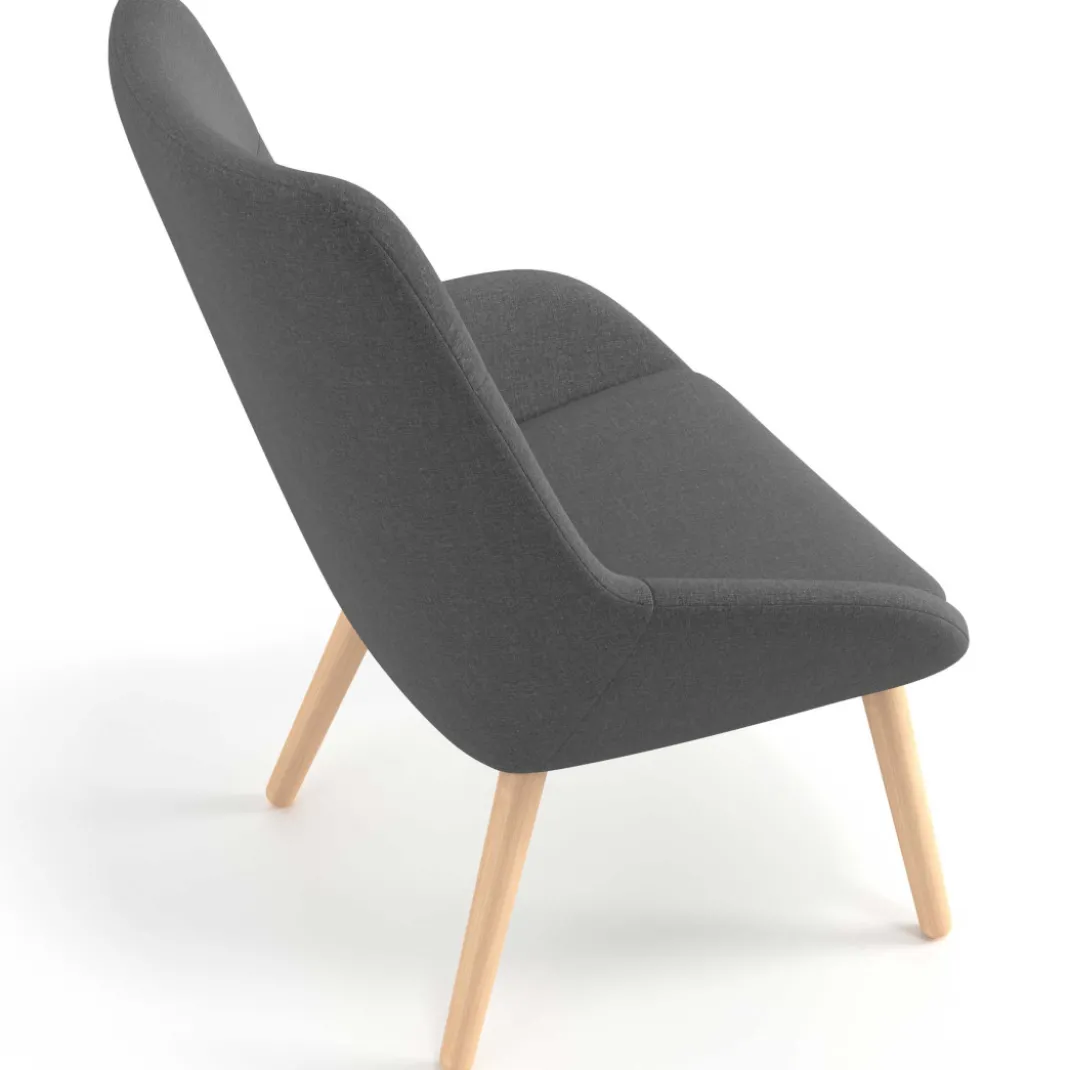 Sillón de Espera Capri, respaldo Alto, base 4 patas madera