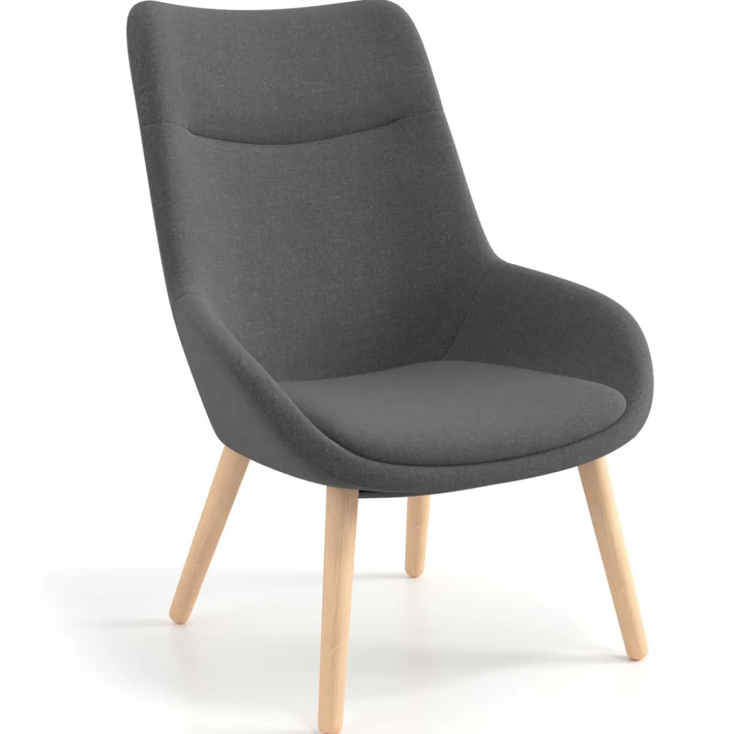 Sillón de Espera Capri, respaldo Alto, base 4 patas madera