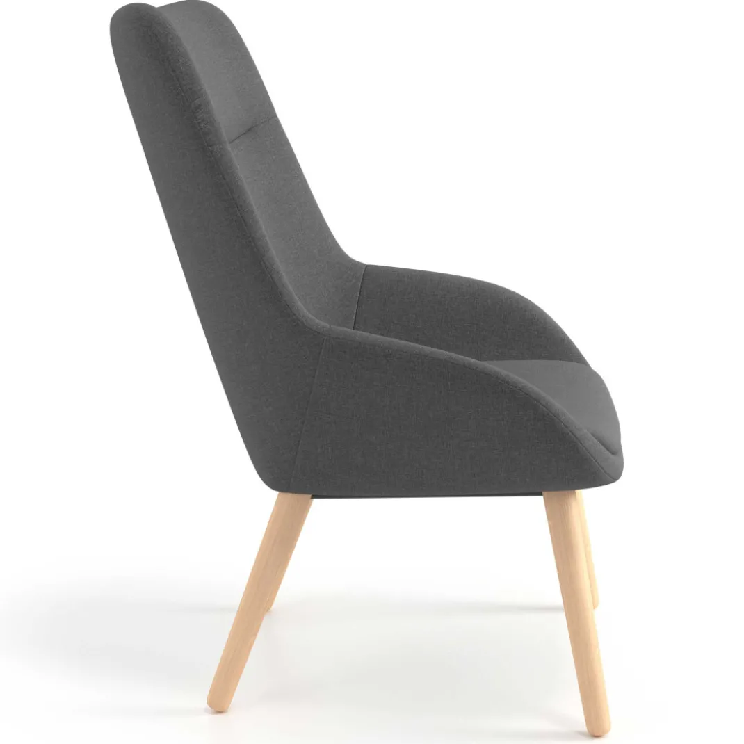 Sillón de Espera Capri, respaldo Alto, base 4 patas madera