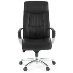 Sillón de oficina Bahia piel natural, brazos de aluminio