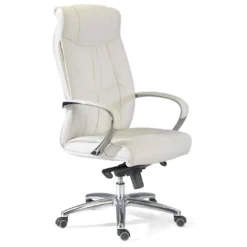 Sillón de oficina Bahia piel natural, brazos de aluminio