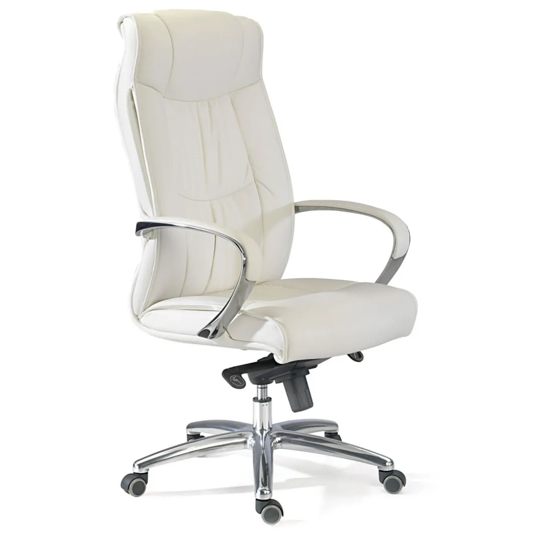 Sillón de oficina Bahia piel natural, brazos de aluminio