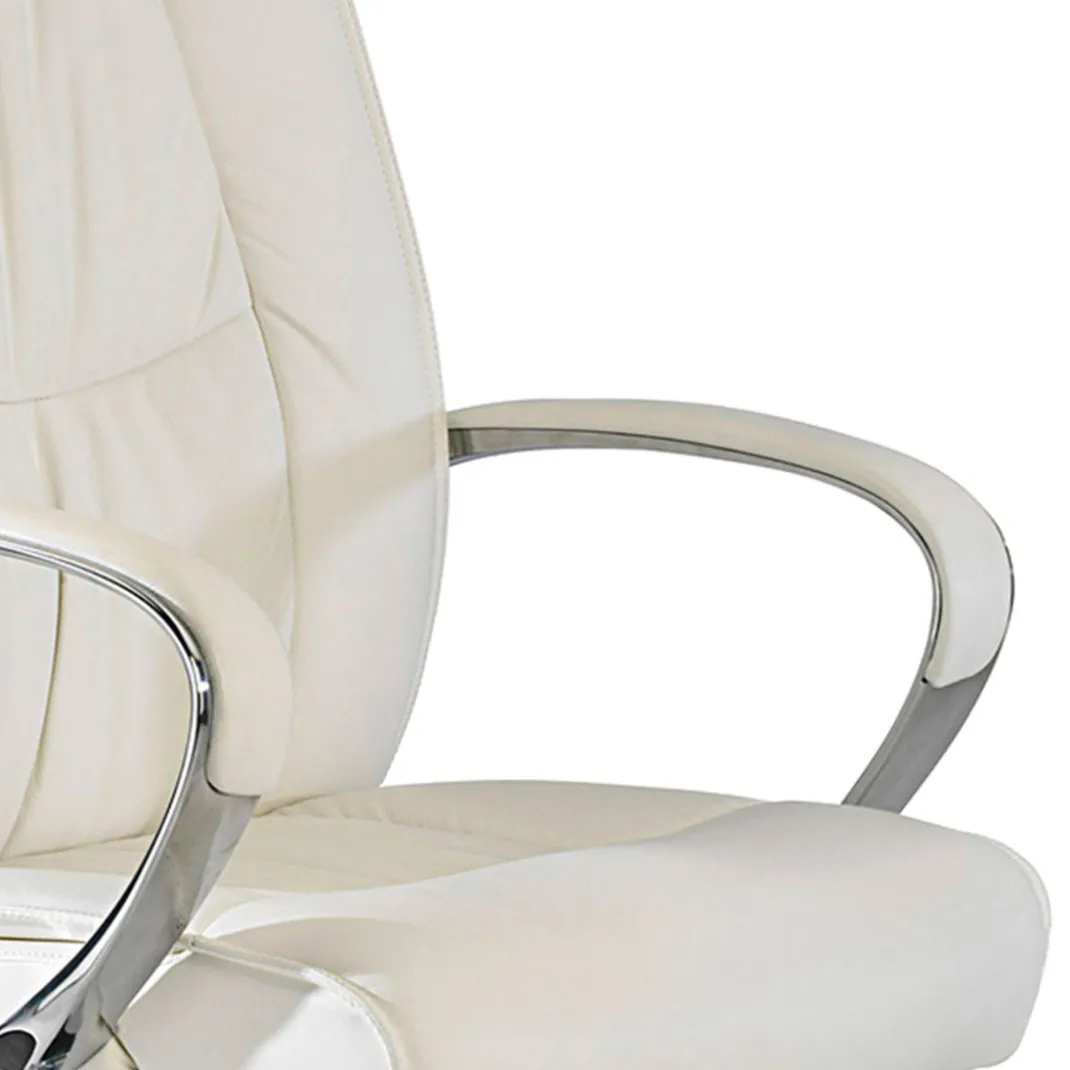 Sillón de oficina Bahia piel natural, brazos de aluminio