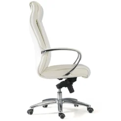Sillón de oficina Bahia piel natural, brazos de aluminio