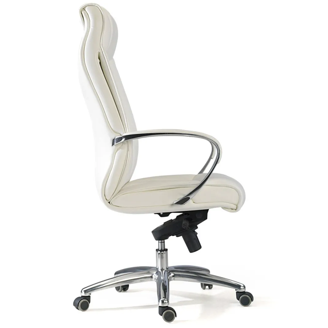 Sillón de oficina Bahia piel natural, brazos de aluminio