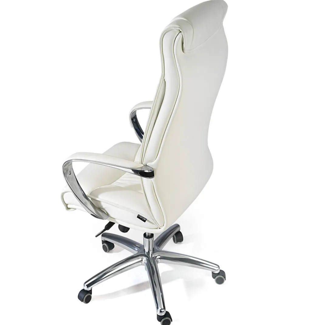 Sillón de oficina Bahia piel natural, brazos de aluminio