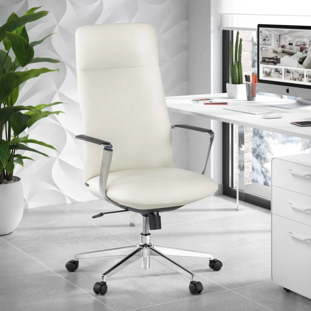 Sillón de Oficina Bristol, brazos aluminio, ecopiel