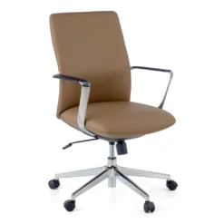 Sillón de Oficina Bristol respaldo bajo, brazos aluminio, ecopiel