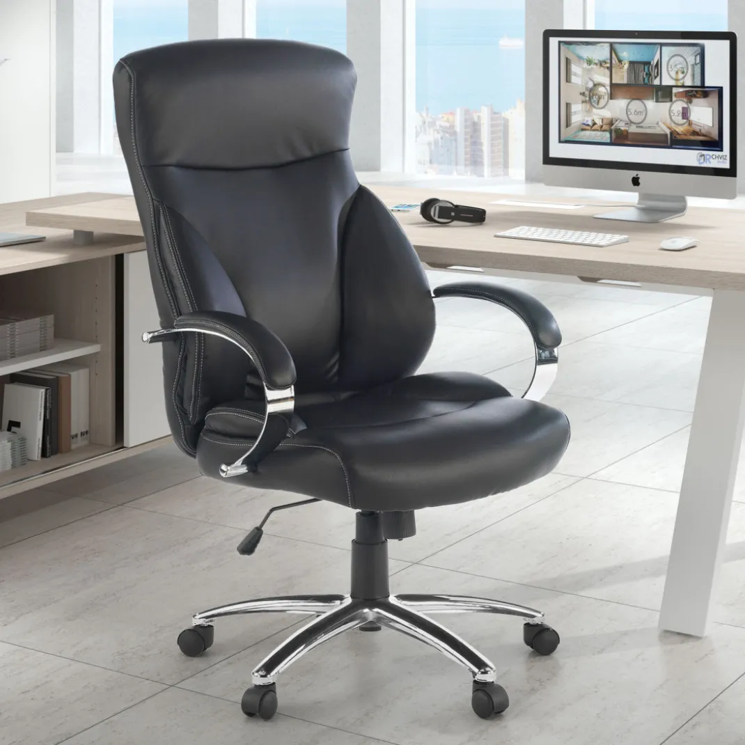 Sillón de oficina City ecopiel negra