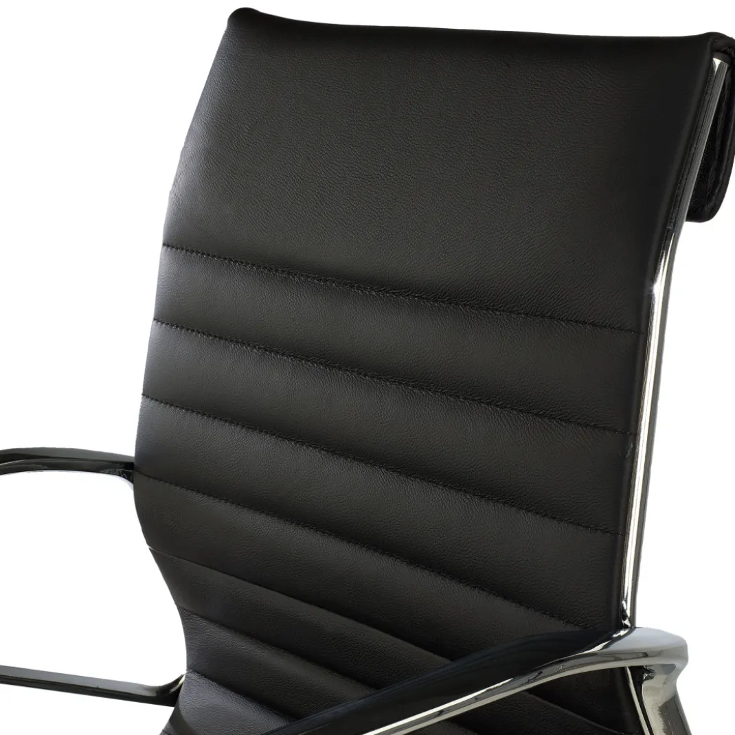 Sillón oficina de Diseño Forli, respaldo bajo, piel natural