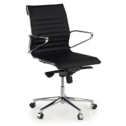 Sillón oficina de Diseño Forli, respaldo bajo, piel natural