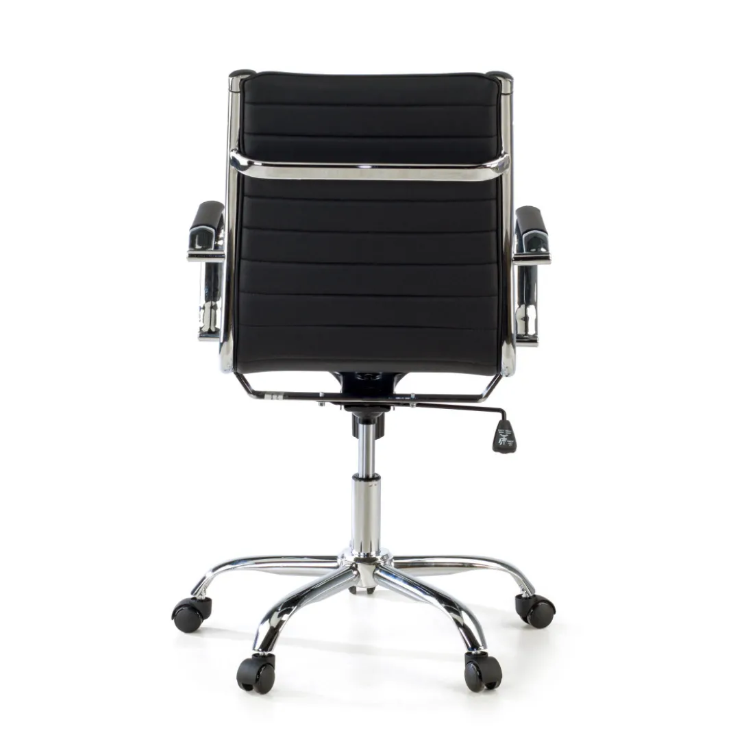 Sillón Oficina de diseño Milano, respaldo bajo ecopiel