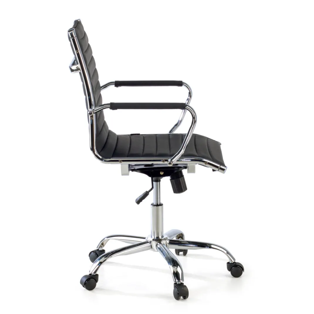 Sillón Oficina de diseño Milano, respaldo bajo ecopiel