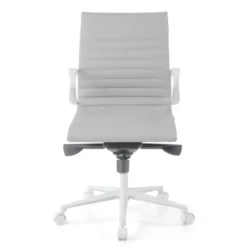 Sillón oficina Diseño Forli, estructura blanca, respaldo bajo, ecopiel