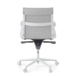 Sillón oficina Diseño Forli, estructura blanca, respaldo bajo, ecopiel