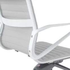 Sillón oficina Diseño Forli, estructura blanca, respaldo bajo, ecopiel