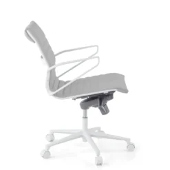 Sillón oficina Diseño Forli, estructura blanca, respaldo bajo, ecopiel