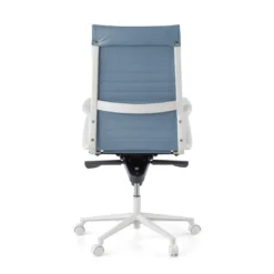 Sillón oficina Diseño Forli, estructura blanca, respaldo alto, ecopiel